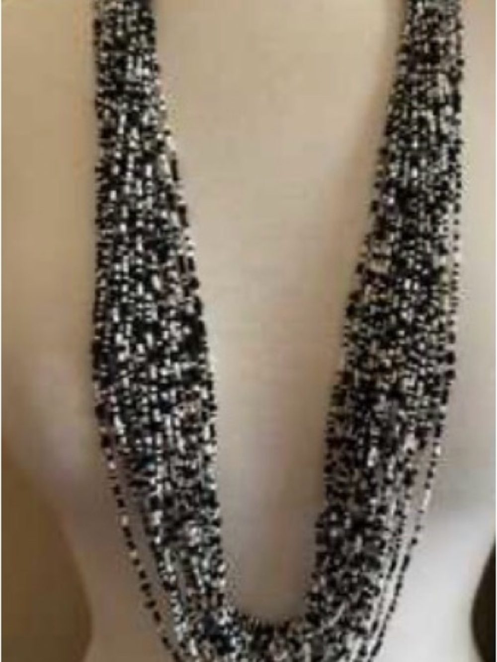 Joan Rivers Multi-Strand Black and Silver Beaded Necklace